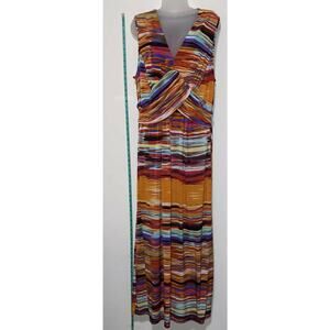 Mlle Gabrielle Sleeveless Maxi Dress Women 2x Multicolored Striped